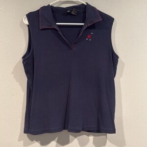 Jason Maxwell Navy Blue Collared Tank Top with Patriotic Stars Size Extra Large